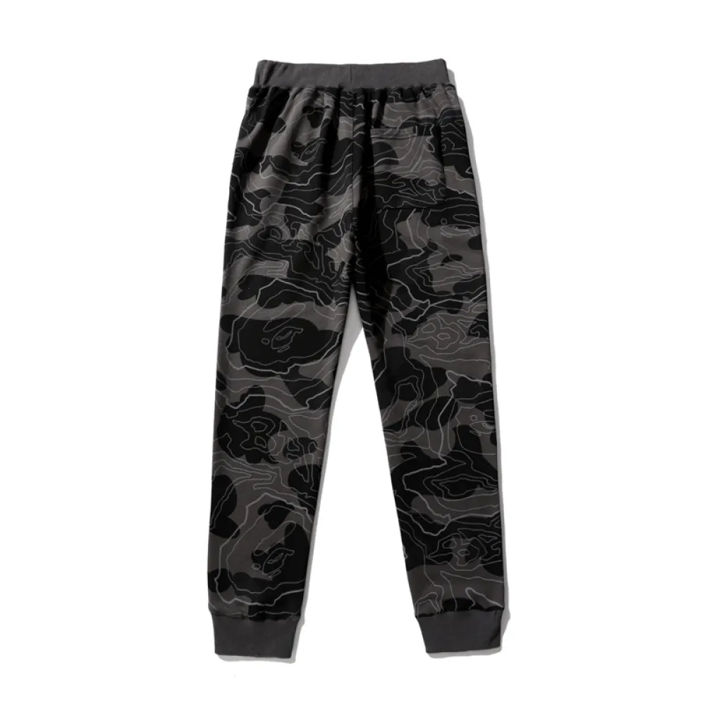 BAPE LAYERED LINE CAMO SHARK layered camouflage shark trousers