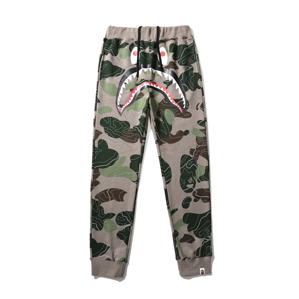 BAPE LAYERED LINE CAMO SHARK layered camouflage shark trousers