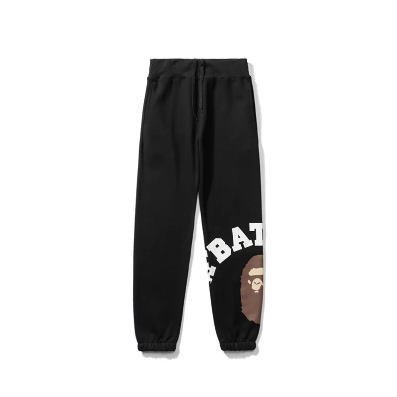 BAPE letter print solid color sports trousers