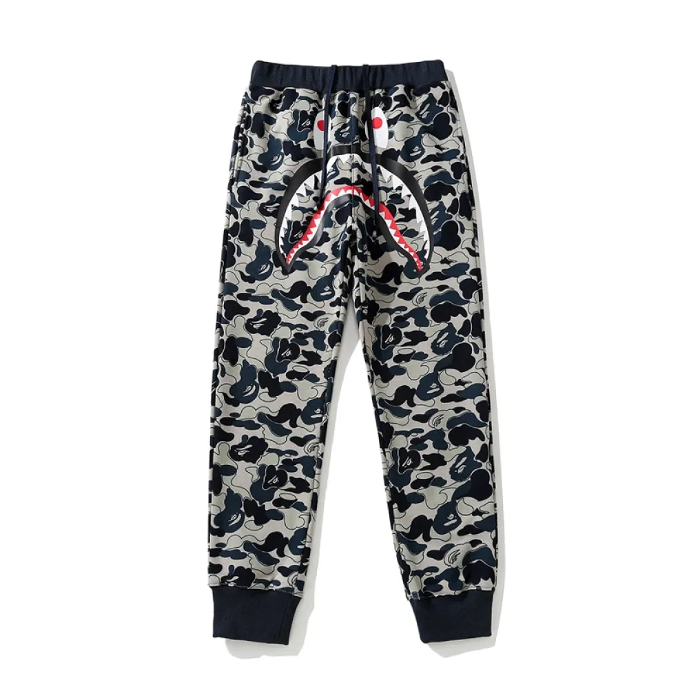 bape shark head cookie camouflage shark trousers