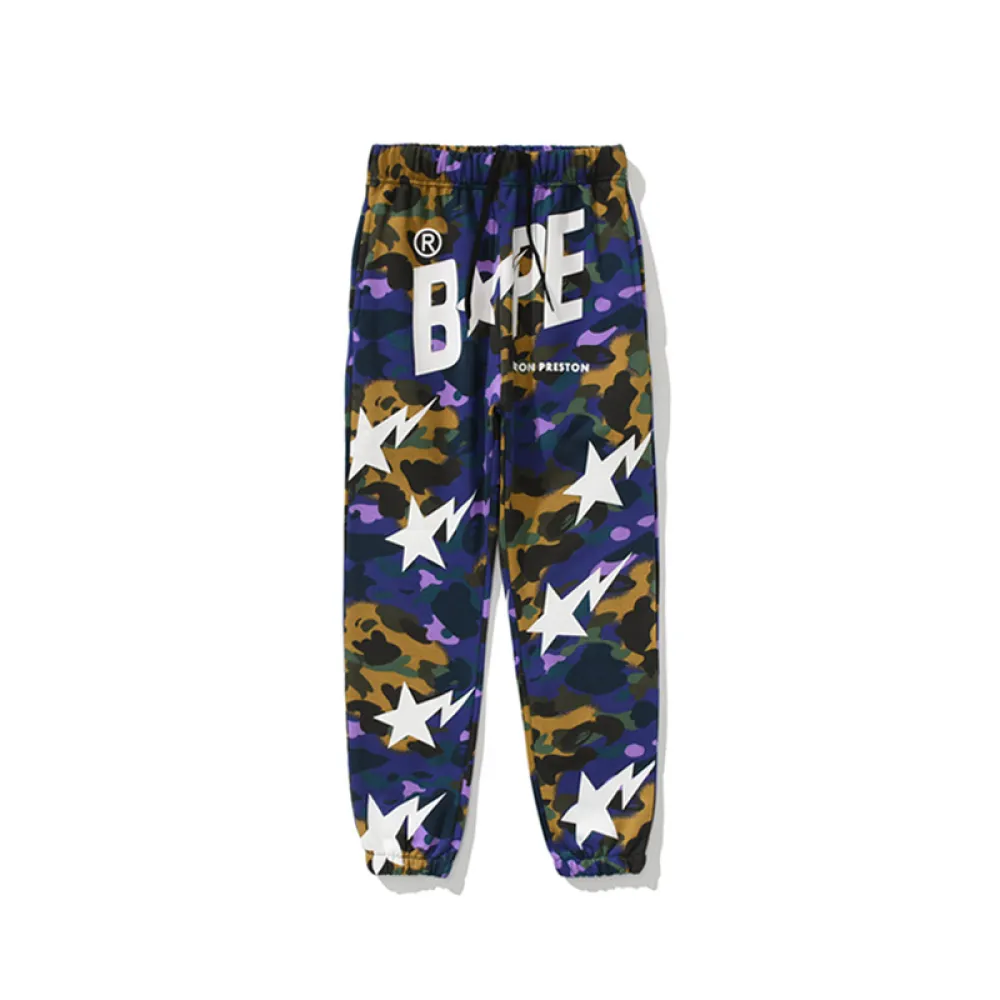 bape shark head star camouflage trousers