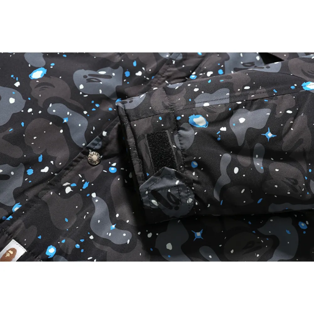 bape shark starry sky cotton coat black