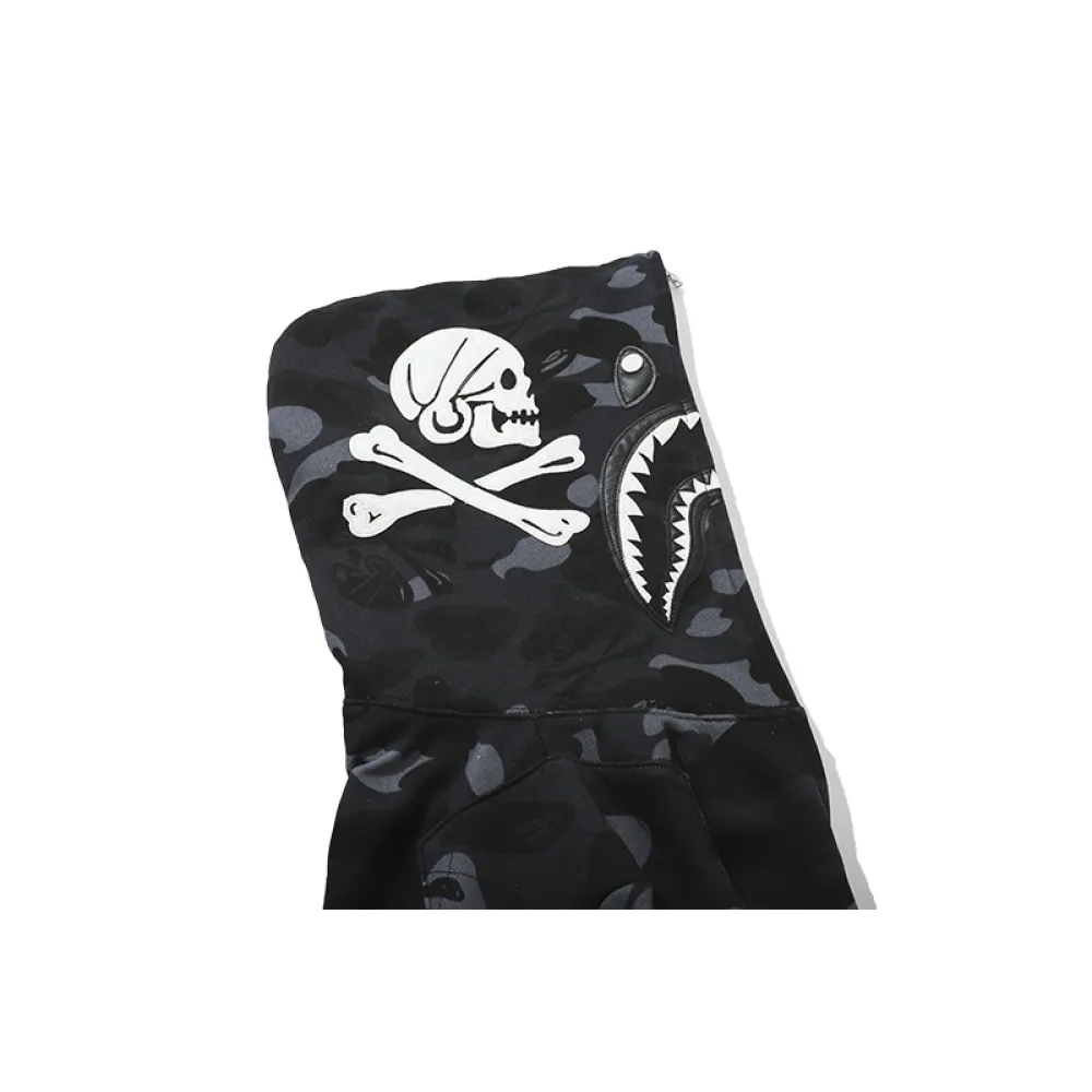 BAPE skull dark black and white color matching Hoodie