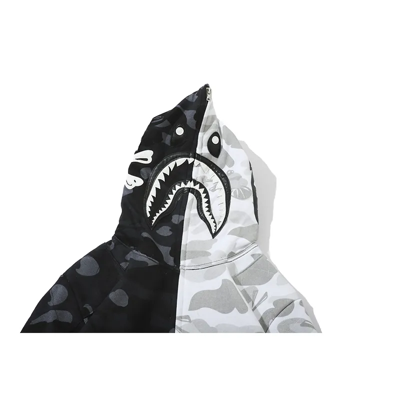 BAPE skull dark black and white color matching Hoodie