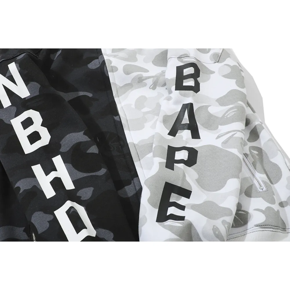 BAPE skull dark black and white color matching Hoodie