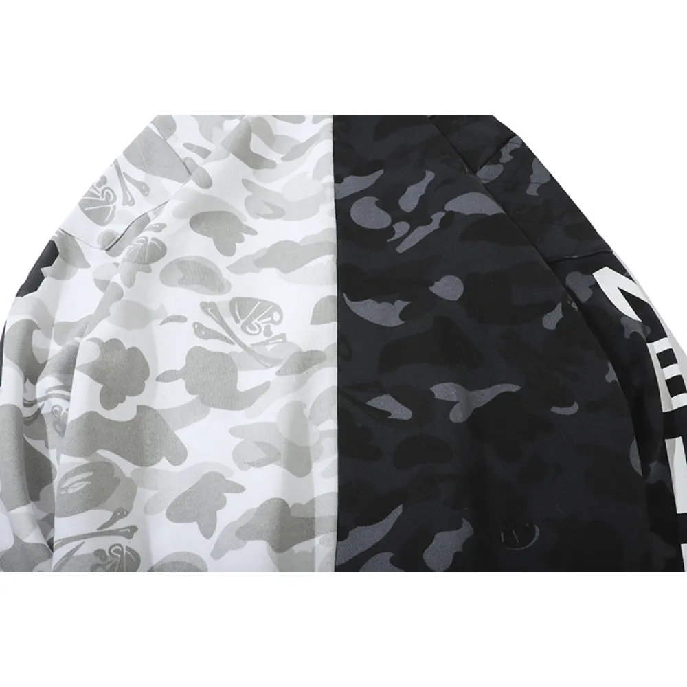 BAPE skull dark black and white color matching Hoodie