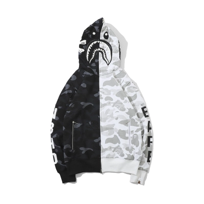 BAPE skull dark black and white color matching Hoodie 01