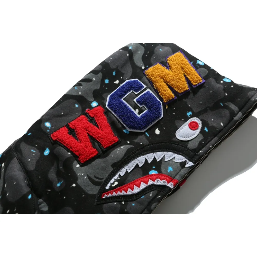 BAPE Space Camo Shark WGM Full-Zip Hoodie Black