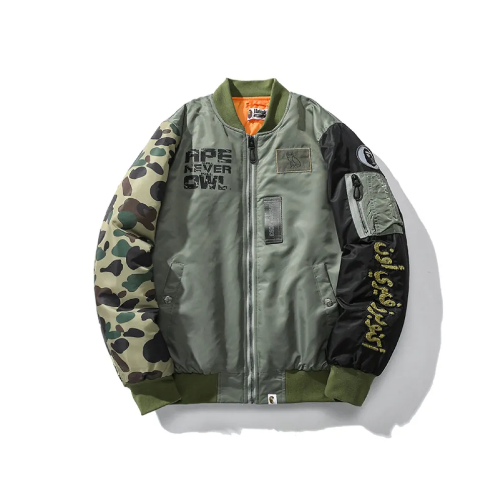 bape x ovo loose fit ma-1 jacket camo