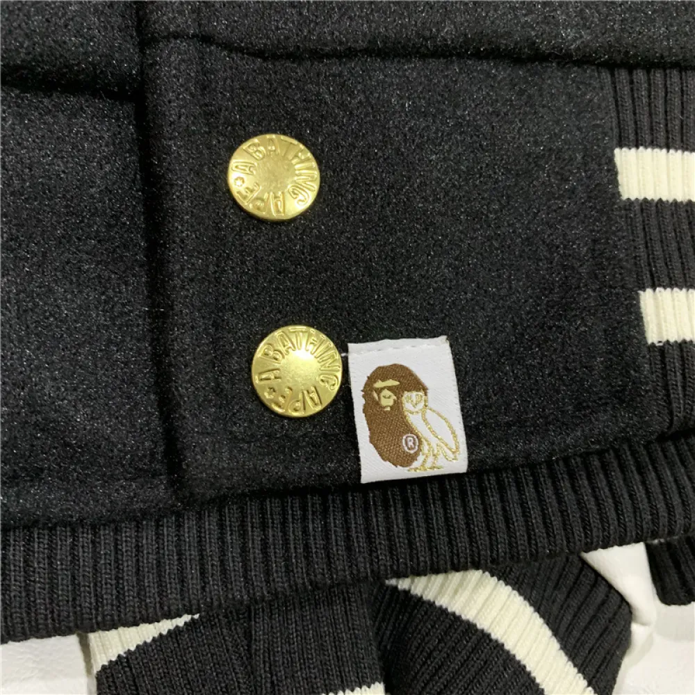 BAPE x OVO Varsity Jacket Cotton Coat Black