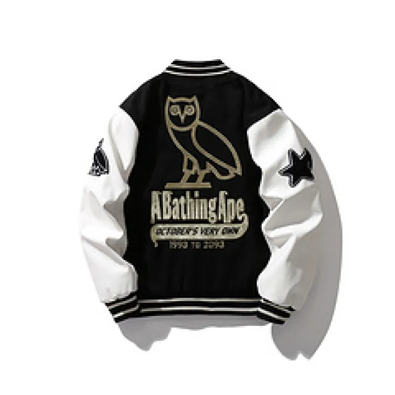 BAPE x OVO Varsity Jacket Cotton Coat Black