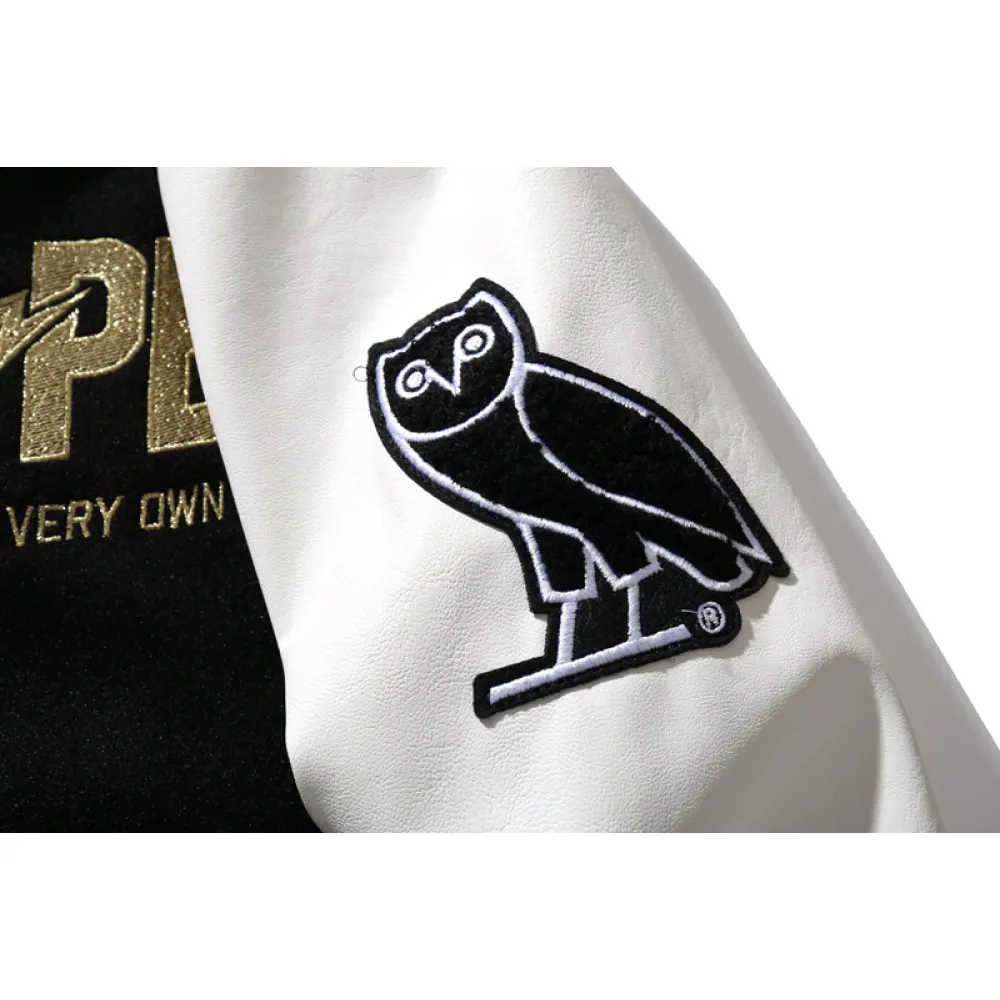 BAPE x OVO Varsity Jacket Cotton Coat Black