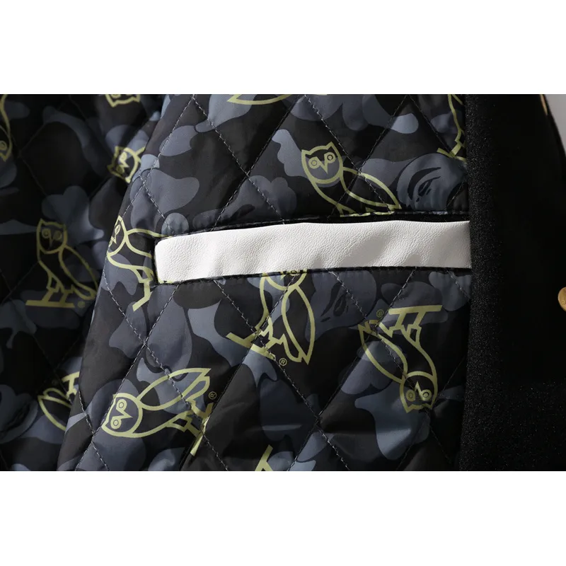 BAPE x OVO Varsity Jacket Cotton Coat Black