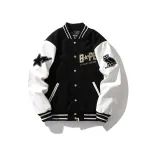 BAPE x OVO Varsity Jacket Cotton Coat Black
