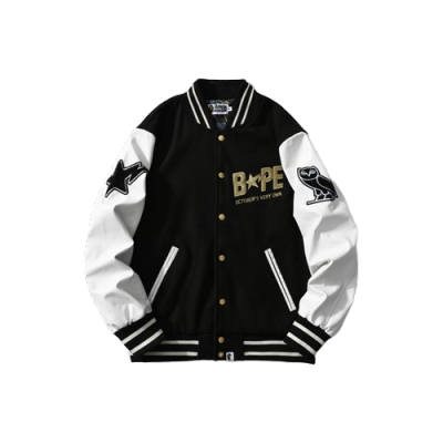 BAPE x OVO Varsity Jacket Black 01