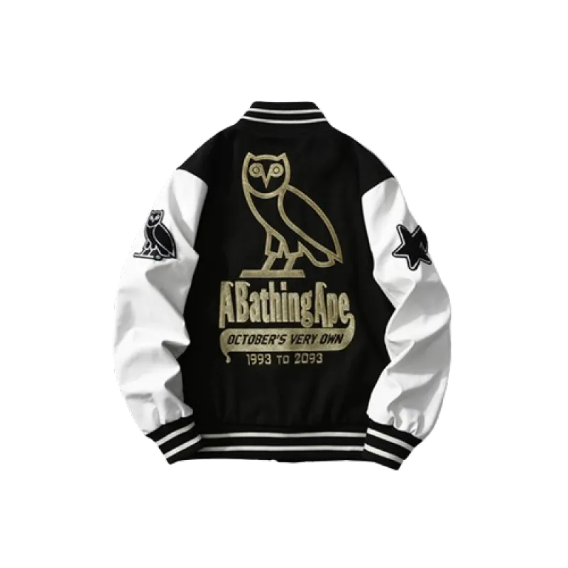 BAPE x OVO Varsity Jacket Black