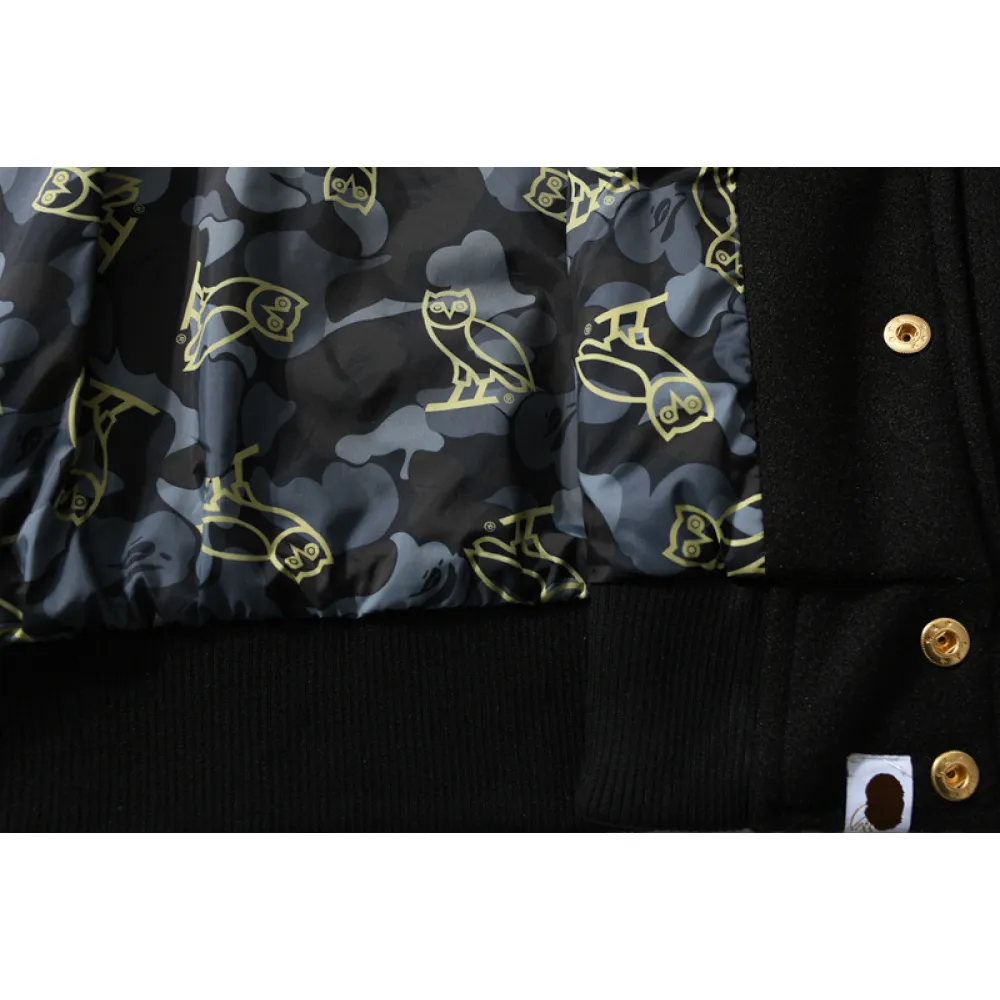 BAPE x OVO Varsity Jacket Black