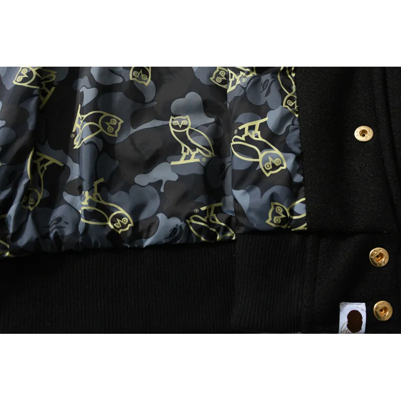 BAPE x OVO Varsity Jacket Black