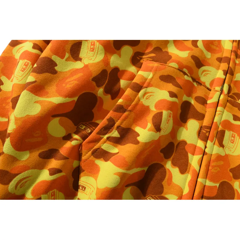 BAPE x PUBG joint model PlayerUnknown's Battlegrounds orange camouflage Hoodie