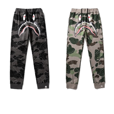 BAPE LAYERED LINE CAMO SHARK layered camouflage shark trousers 01