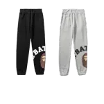 BAPE letter print solid color sports trousers