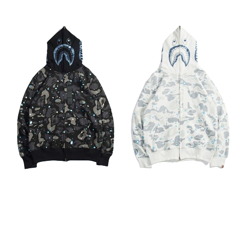 BAPE luminous starry sky hoodie black & white