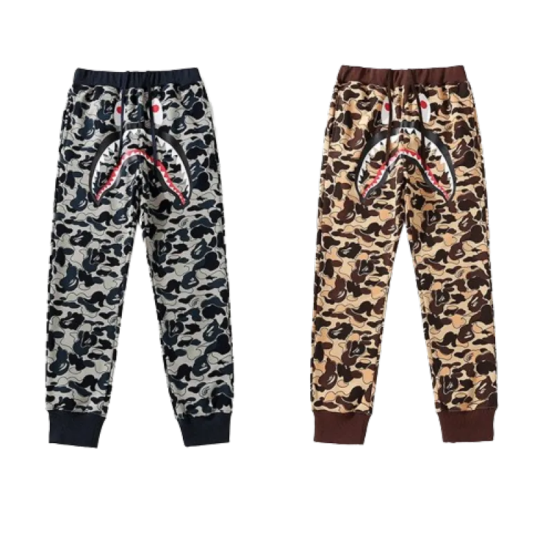 BAPE shark head cookie camouflage shark trousers