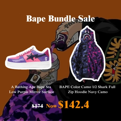 20% Off I Buy Bape Sta Low Purple Mirror Surface x BAPE Hoodie 01