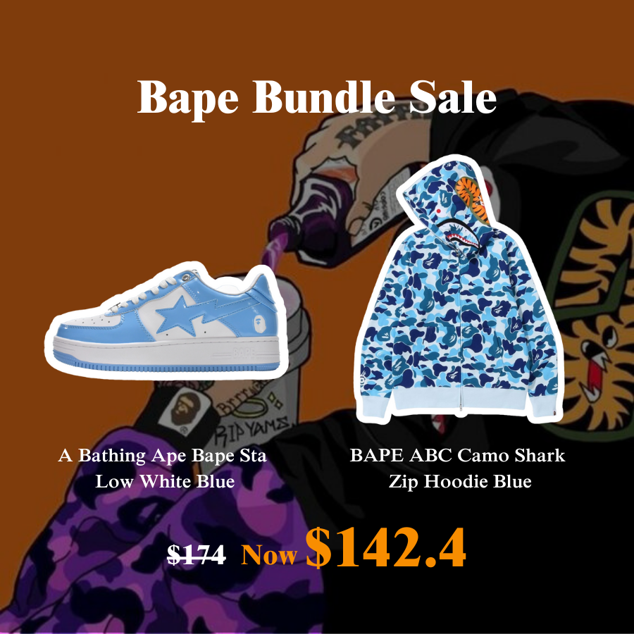 20% Off I Buy Bape Sta Low White Blue x BAPE Hoodie