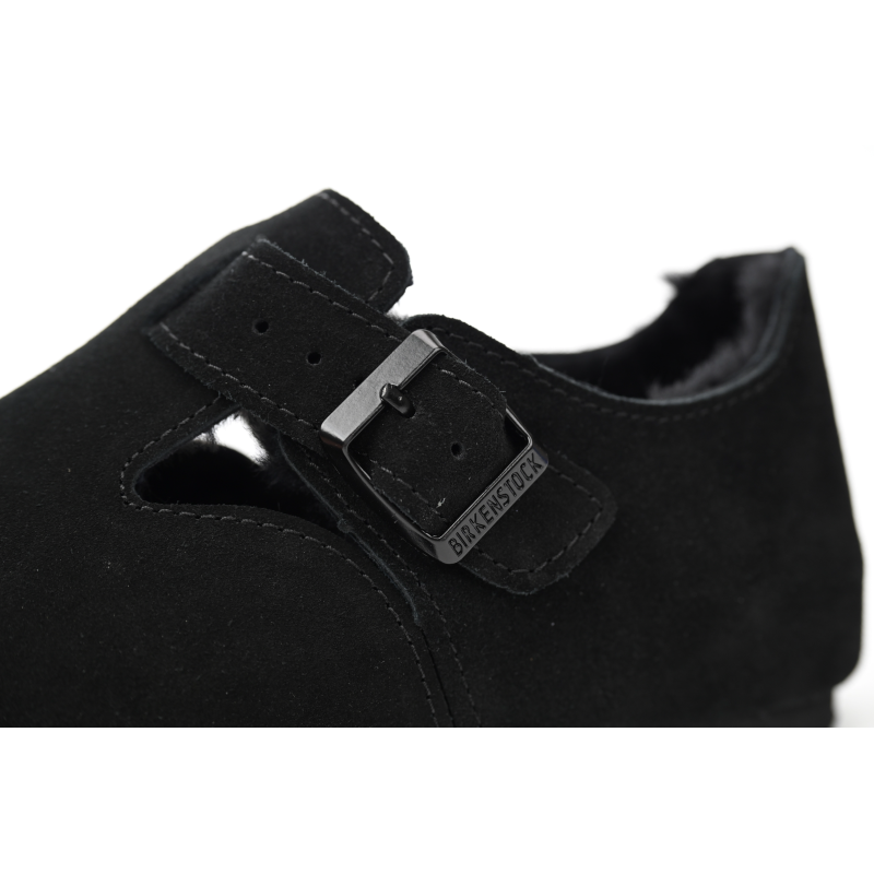 Birkenstock London Shearling Suede Leather Black 1014960