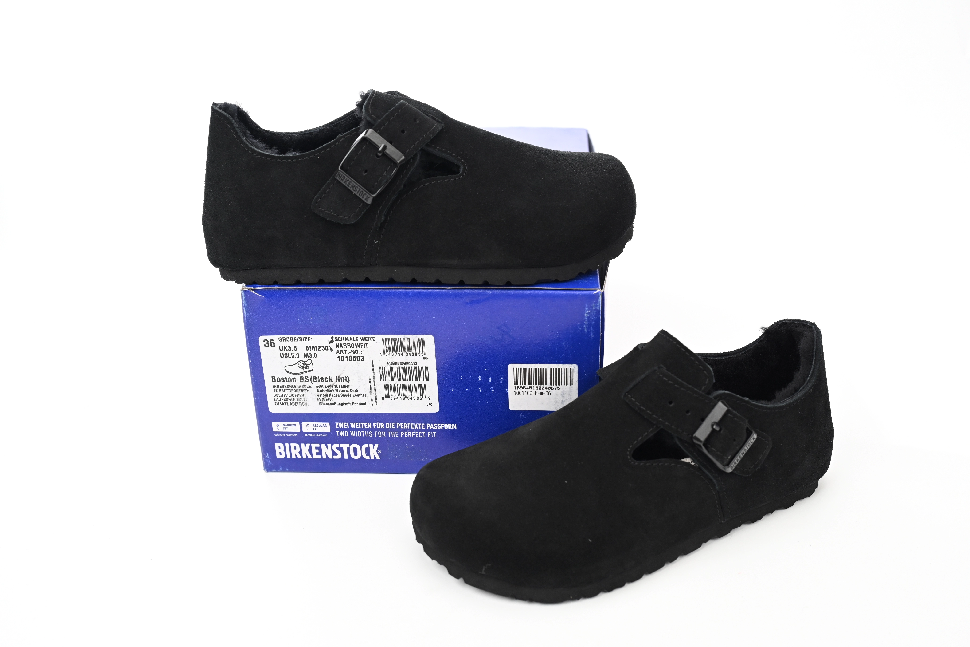 Birkenstock London Shearling Suede Leather Black 1014960