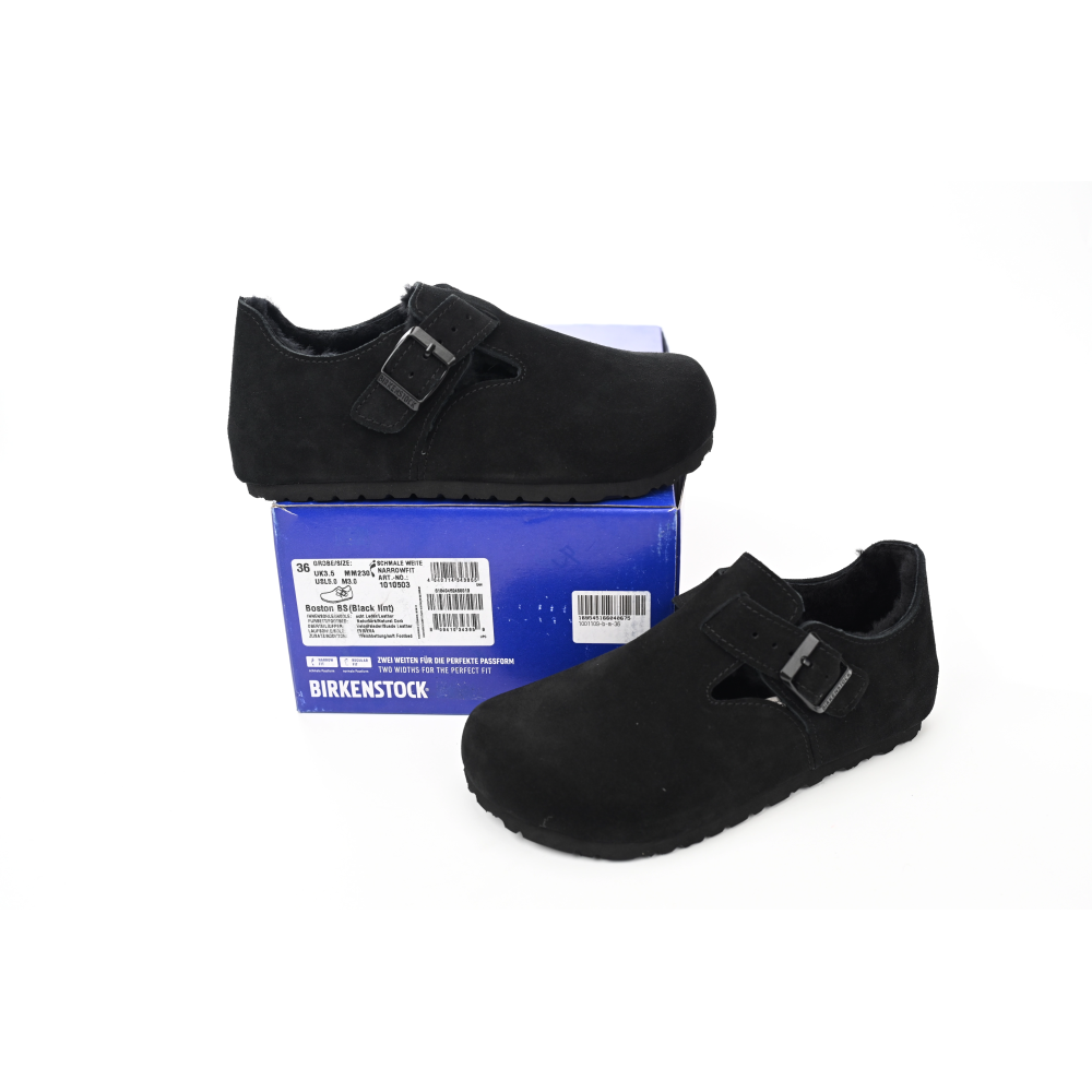 Birkenstock London Shearling Suede Leather Black 1014960
