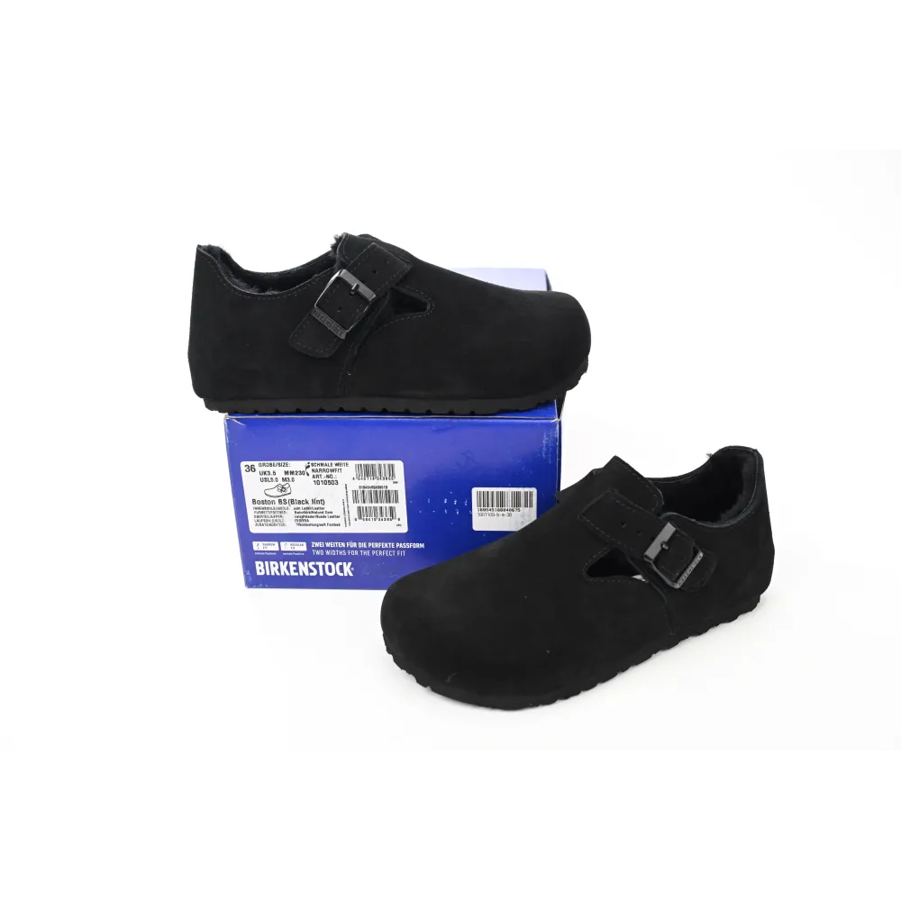 Birkenstock London Shearling Suede Leather Black 1014960