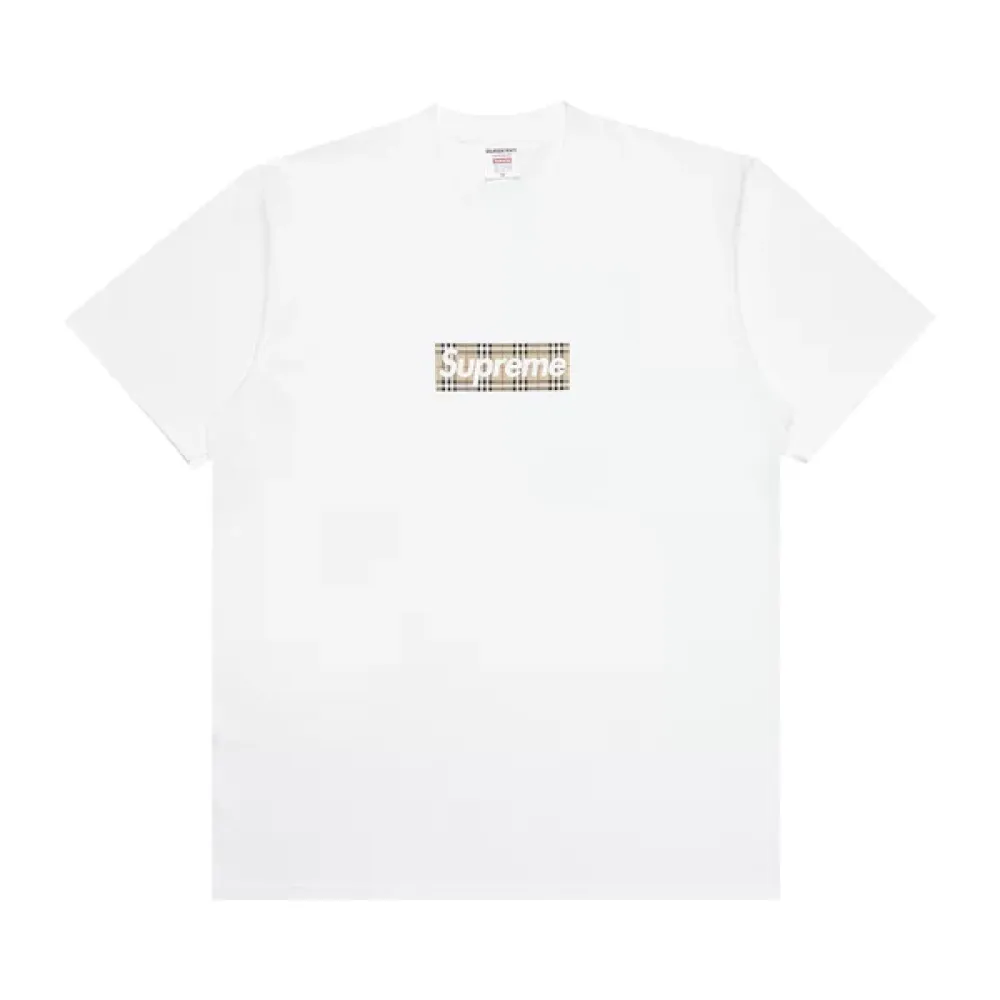 Supreme Burberry Box Logo Tee White