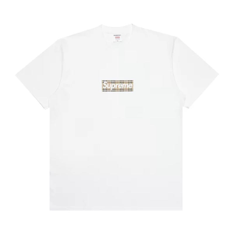 Supreme Burberry Box Logo Tee White T Shirt