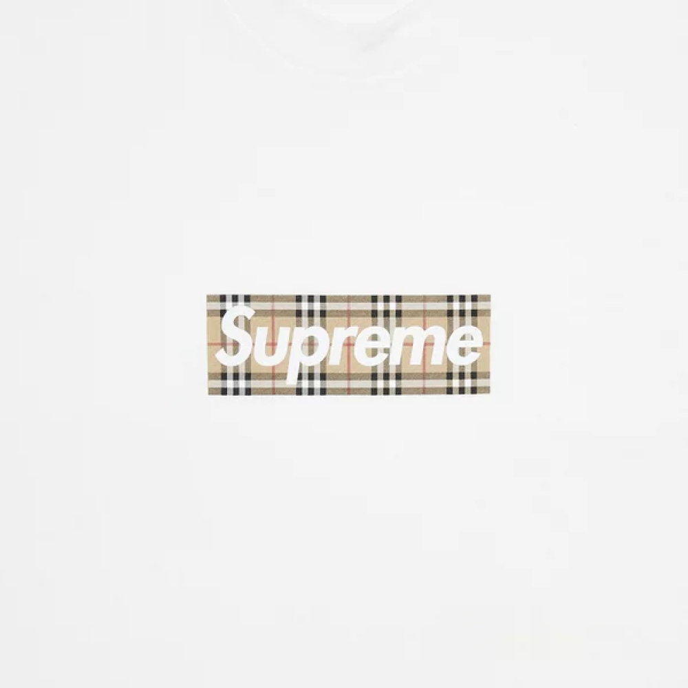 Supreme Burberry Box Logo Tee White T Shirt