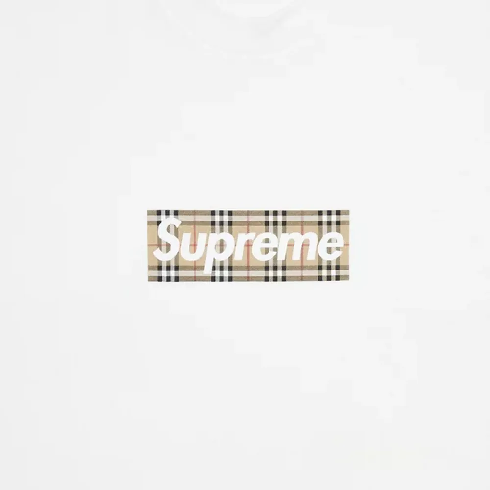 supreme burberry box logo tee white