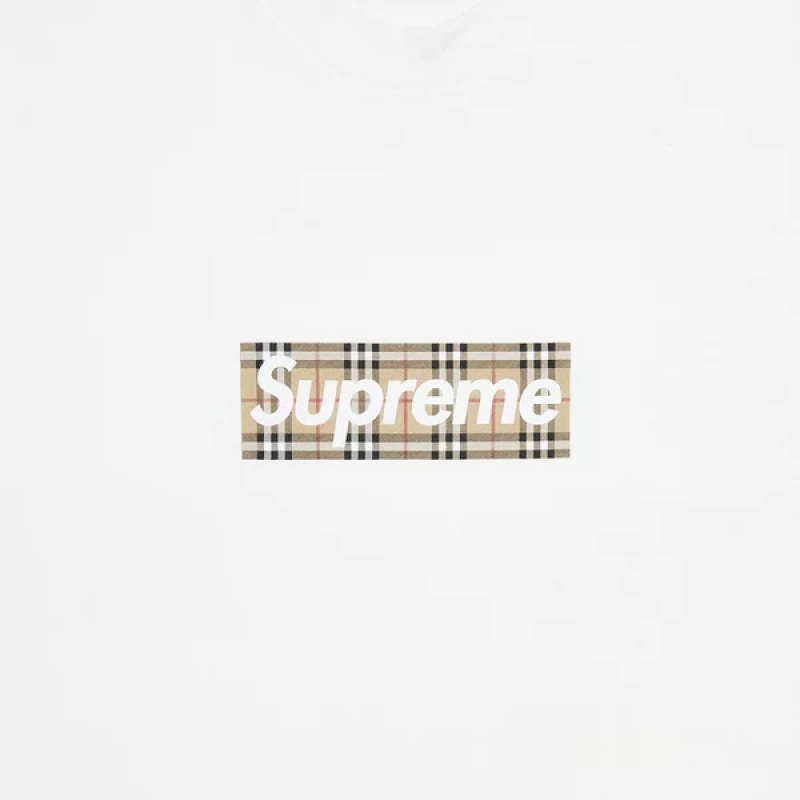 Supreme Burberry Box Logo Tee White T Shirt