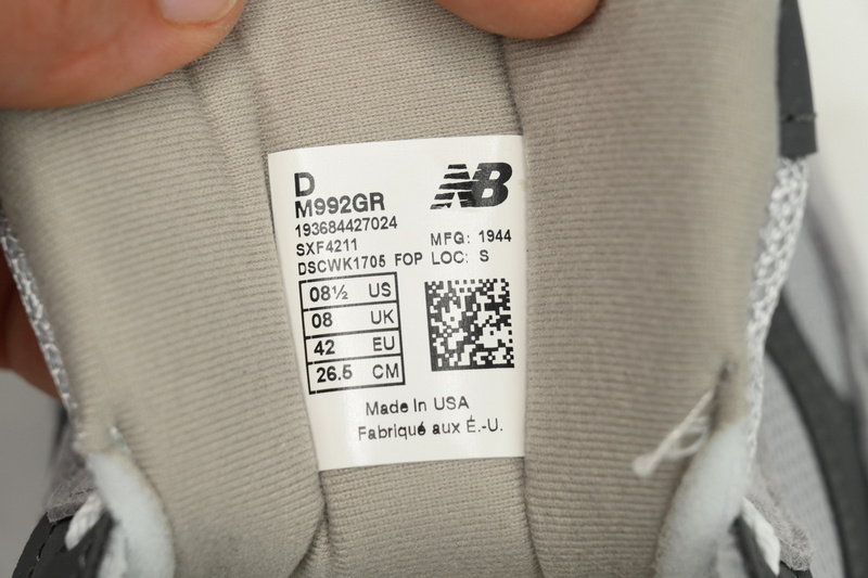 New Balance 992 Black And Gray M992GR