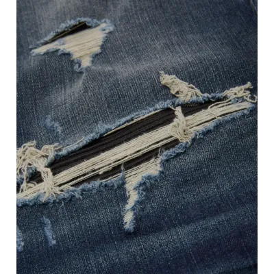 AMIRI Stonewashed Distressed Slim Cut Jeans Deep Classic Blue 02