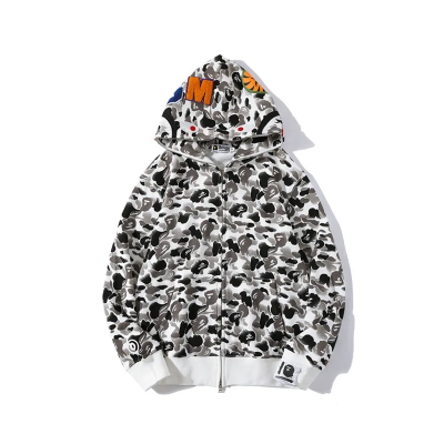 BAPE ABC Camo Double Shark Full Zip Hoodie Grey 01
