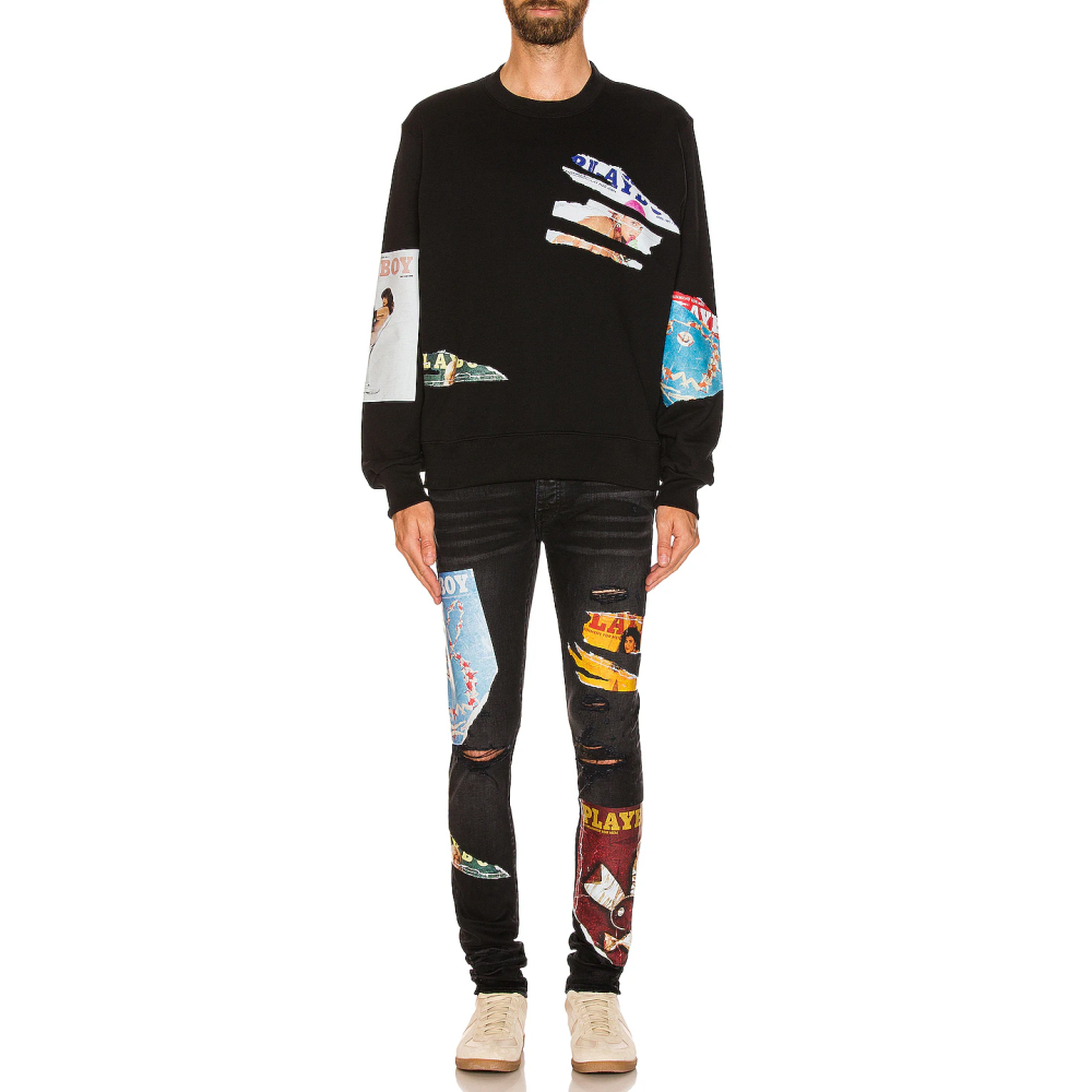 AMIRI Playboy Magazine Skinny JeanAged Black