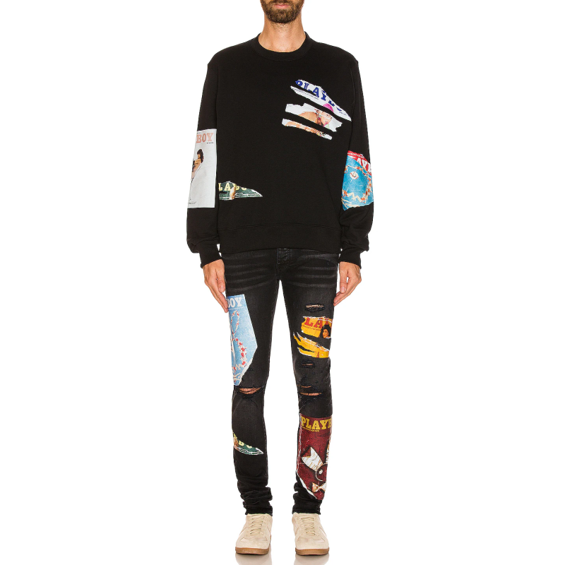 AMIRI Playboy Magazine Skinny JeanAged Black