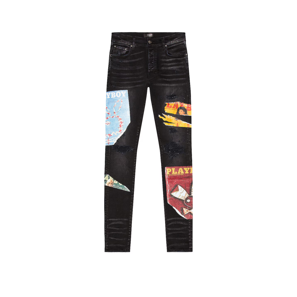 AMIRI Playboy Magazine Skinny JeanAged Black