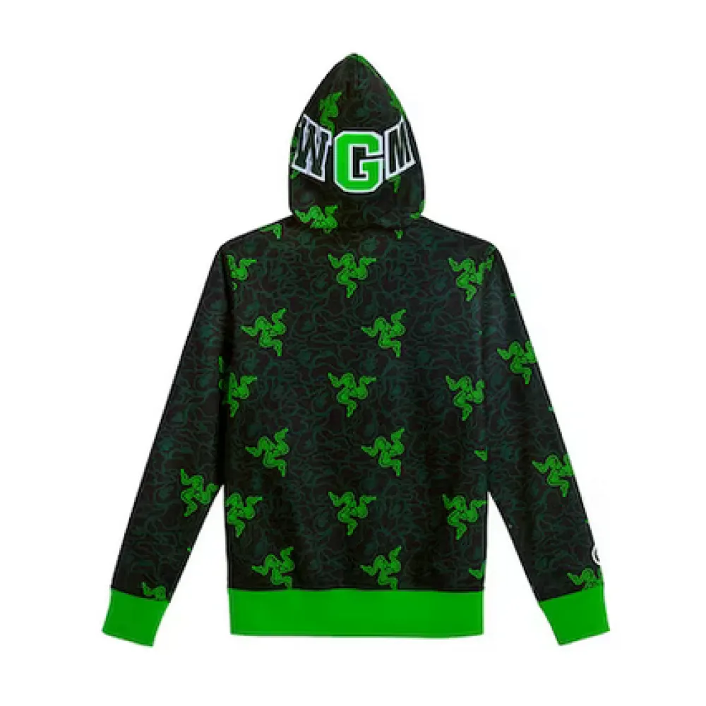 bape x razer neon camo shark full zip hoodieblack green