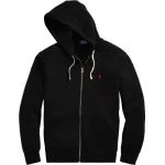Polo Ralph Lauren Men's Double Knit Full-Zip Hoodie Sweatshirt Black and Red