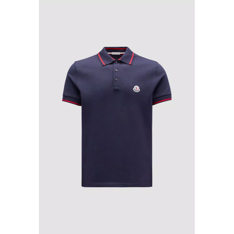 Moncler Logo Polo Shirt Navy blue/Red/White H10918A703008455677X