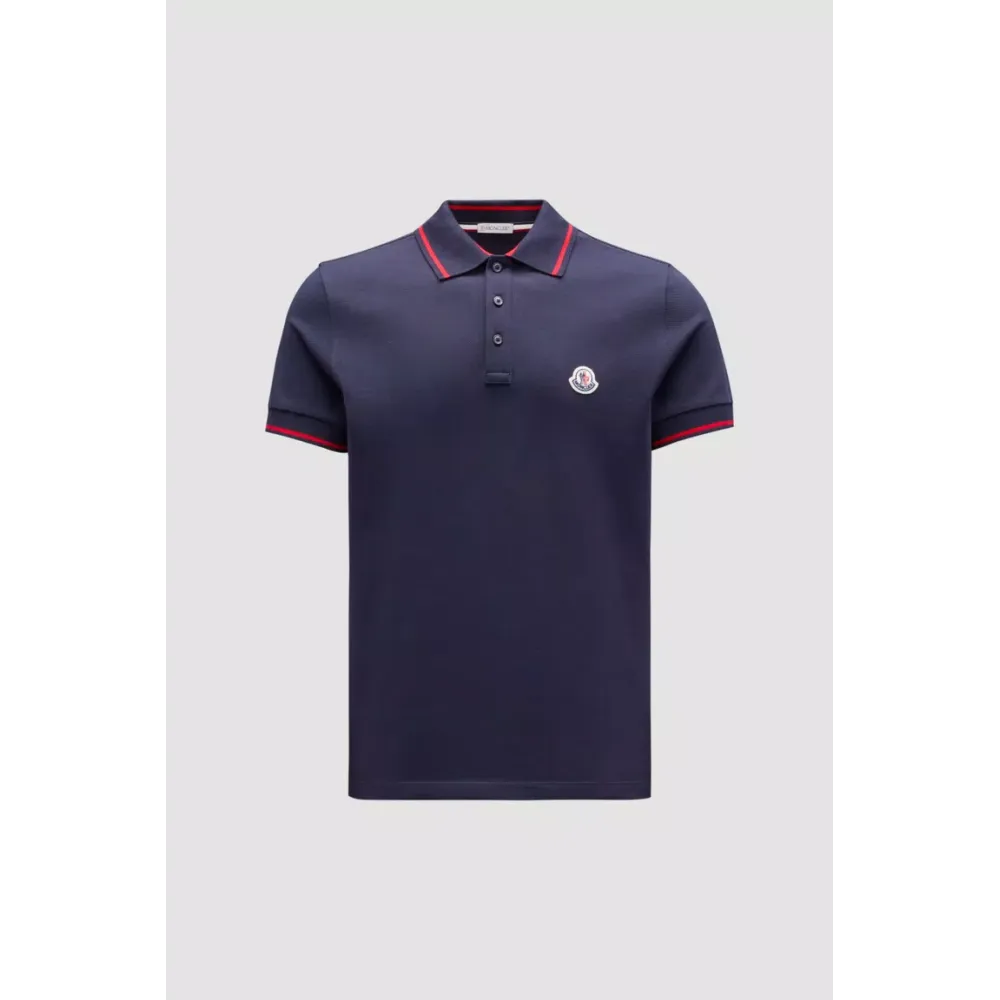 Moncler Logo Polo ShirtNavy blue/Red/White H10918A703008455677X