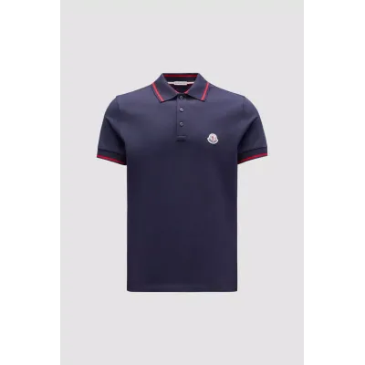 Moncler Logo Polo ShirtNavy blue/Red/White H10918A703008455677X 01