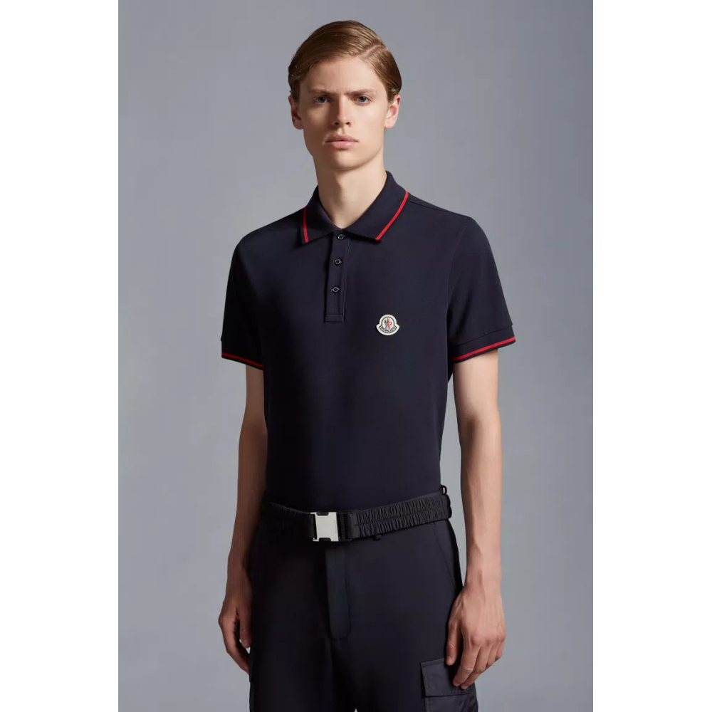 Moncler Logo Polo Shirt Navy blue/Red/White H10918A703008455677X